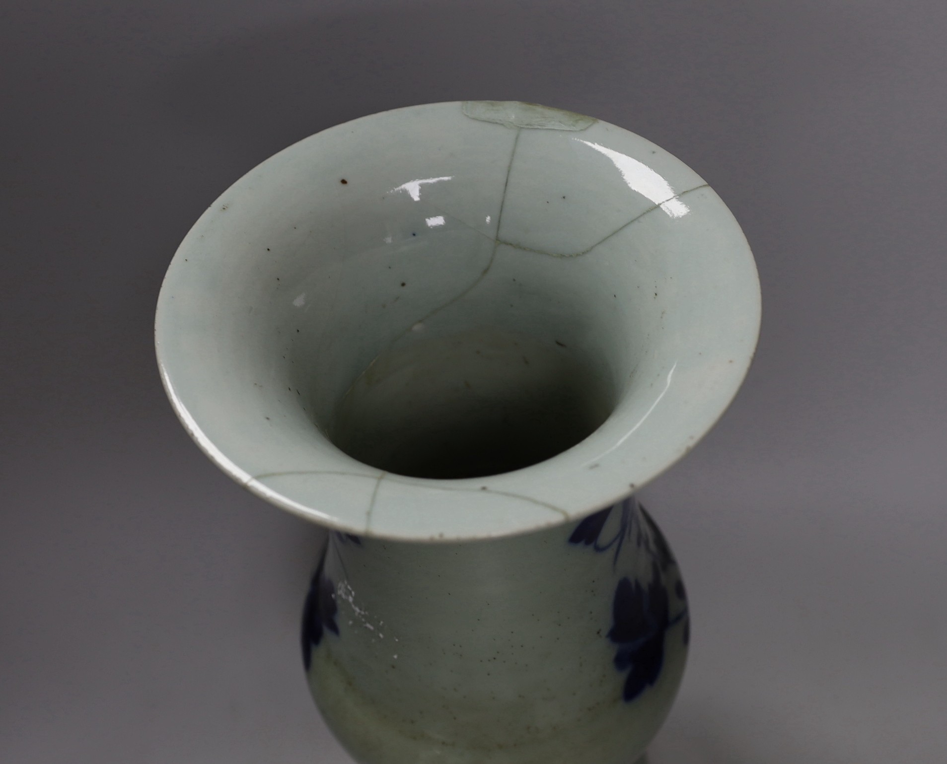 A large Chinese blue and white vase. 38cm tall
